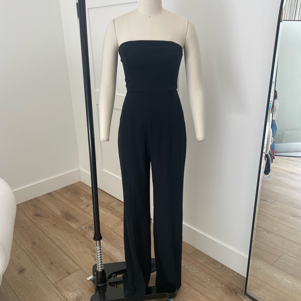 Abercrombie & Fitch Black Strapless Wide-Leg Jumpsuit